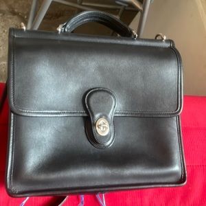 vintage Coach Willis Bag CrossBody Shoulder Bag Black Leather Nickel  #9927